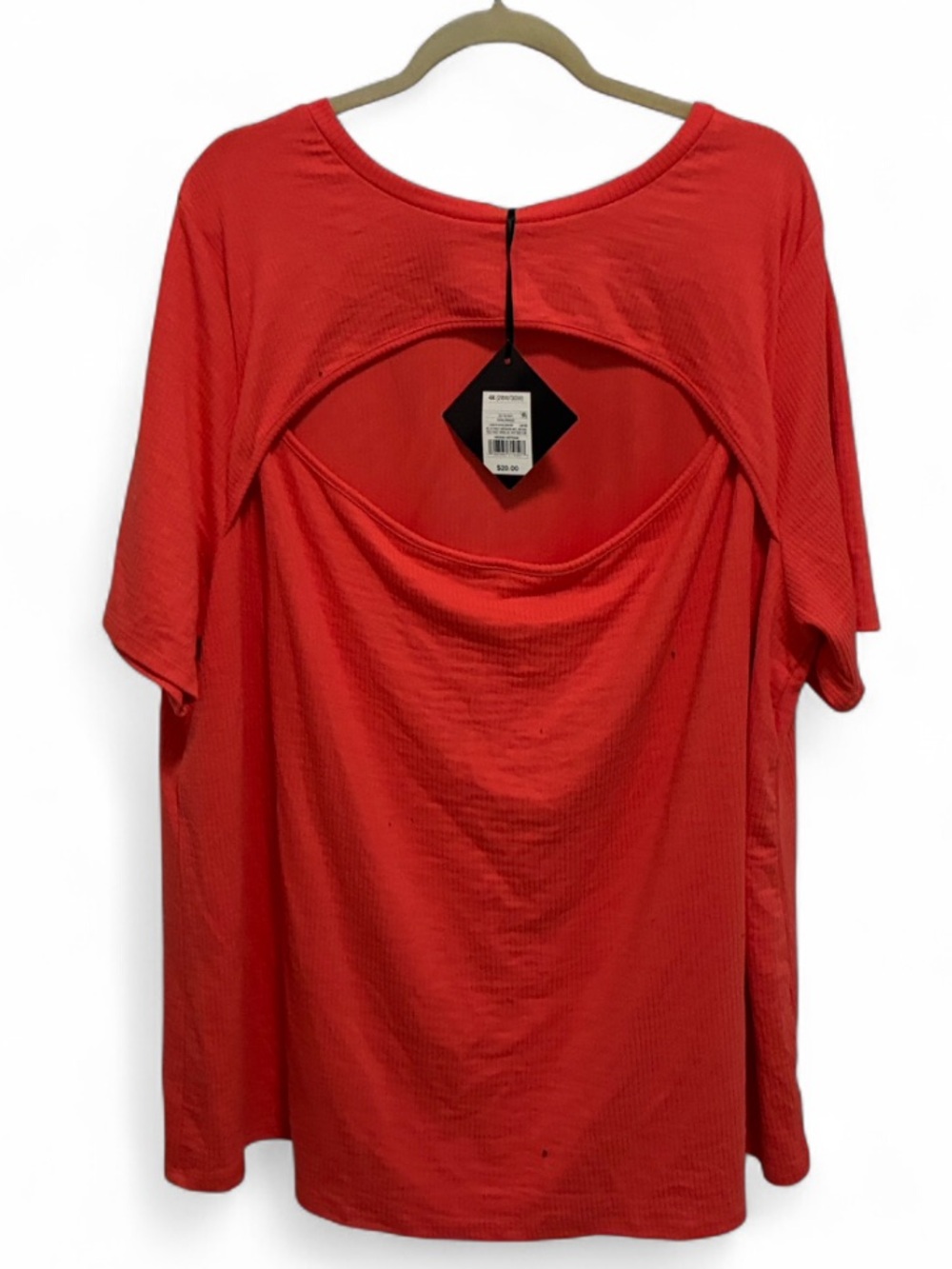 Ava & Viv Coral-Red Short Sleeve Open-Back Top